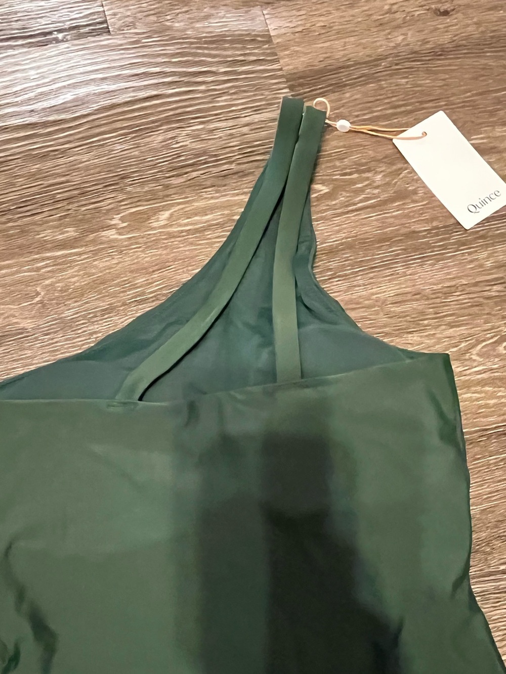 Quince Italian One Shoulder One-Piece Swimsuit in Palm Green Size Small - Picture 7 of 9